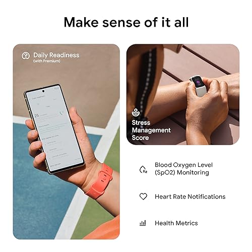 Fitbit Charge 6 Fitness Tracker with Google apps, Heart Rate on Exercise Equipment, 6-Months Premium Membership Included, GPS, Health Tools and More, Porcelain/Silver, One Size (S & L Bands Included) - Image 4