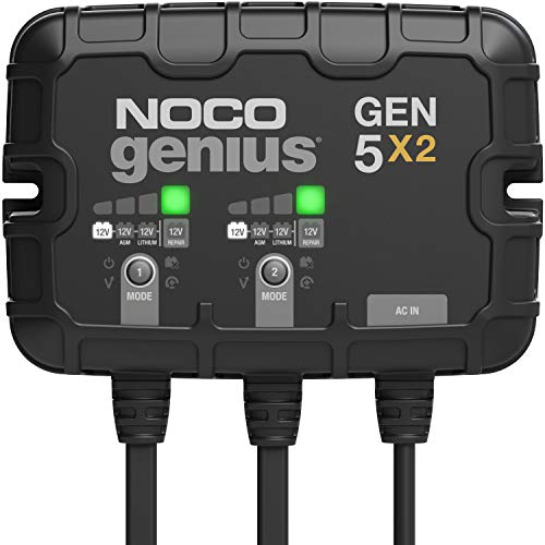 NOCO Genius GEN5X2: 2-Bank, 10A Onboard Battery Charger - 5A Per Bank, 12V Waterproof Marine Charger with Overcharge Protection & Temperature Compensation – for Lead-Acid & Lithium Batteries - Image 2