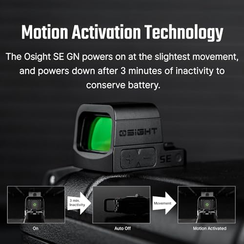 OSIGHT SE 2 MOA Dot & 32 MOA Circle Dual Reticle Green Dot Sight, Enclosed Micro Reflex Sight, RMSc/K Footprint Compatible, for Concealed Carry - Image 7