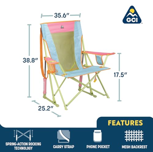 GCI Outdoor Comfort Pro Rocker Camping Chair | Portable Folding Rocking Chair with Durable Armrests & Drink Holder — Sweet Tea - Image 3