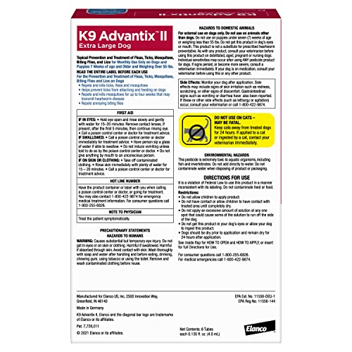 K9 Advantix II XL Dog Vet-Recommended Flea, Tick & Mosquito Treatment & Prevention | Dogs Over 55 lbs. | 6-Mo Supply - Image 4