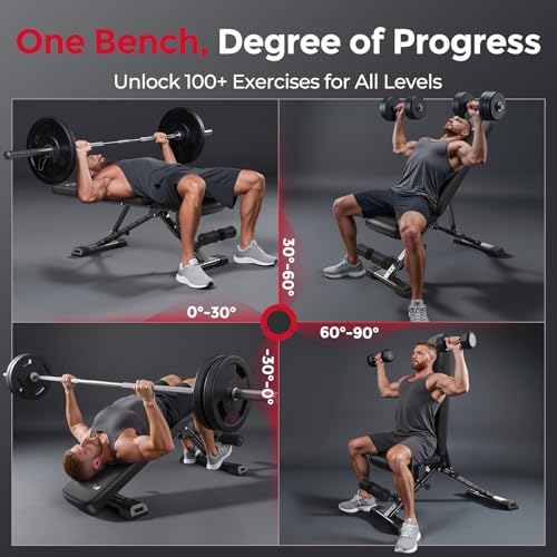 FLYBIRD WB5 Weight Bench, ASTM-Certified 800LBS Adjustable Weight Bench Workout Bench Foldable for Home Gym, 90° to -30° FID and 30in Extended Backrest for Bench Press Strength Training Exercise - Image 4