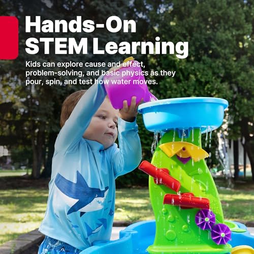 Step2 Rain Showers Splash Pond Water Table, Kids Water and Sand Activity Sensory Playset, Summer Outdoor Toys, 13 Piece Water Toy Accessories, For Toddlers 1.5+ Years Old, Blue & Green - Image 7