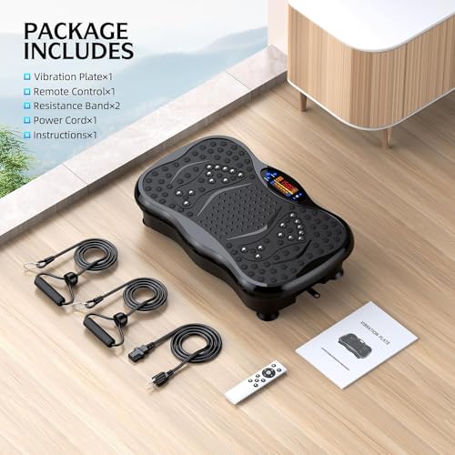 GMCXAX Vibration Plate Exercise Machine, Lymphatic Drainage Machine for Weight Loss, Lymphatic Drainage & Muscle Recovery, Multiple Speeds with Bluetooth & Remote, Max User Weight 330lbs, PureBlack - Image 8