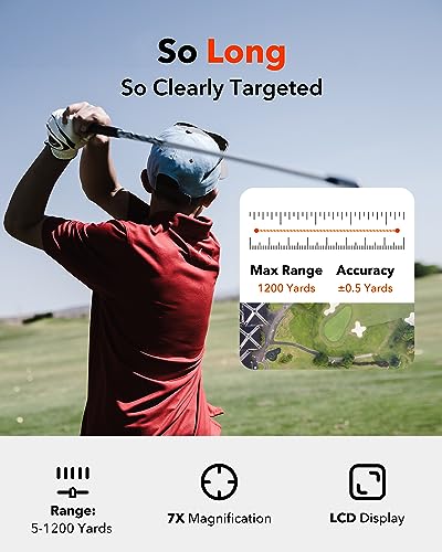 REDTIGER Golf Rangefinder with Slope Switch, 1200 Yards Range Finder Golfing, 7X Magnification, Flag Pole Locking Vibration, Rechargeable Range Finders with Magnet Stripe, GolfVue Series 1 - Image 4