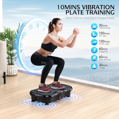 GMCXAX Vibration Plate Exercise Machine, Lymphatic Drainage Machine for Weight Loss, Lymphatic Drainage & Muscle Recovery, Multiple Speeds with Bluetooth & Remote, Max User Weight 330lbs, PureBlack - Image 4