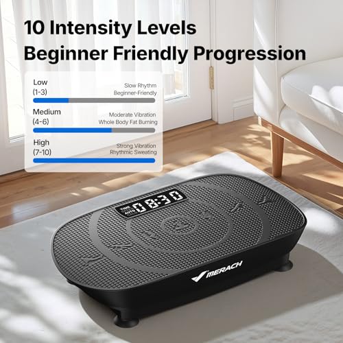 MERACH Vibration Plate Exercise Machine, Curved Vibration Plate for Lymphatic Drainage Weight Loss, Vibrating Plate with Real-Time Calorie Tracking on LED Display, Workout Equipment for Home Women Men - Image 6