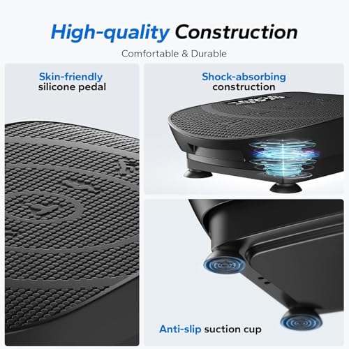 MERACH Vibration Plate Exercise Machine, Whole Body Workout Equipment for Women, Bluetooth and Silicone Pedal, Vibration Plate with Auto Mode, Vibrate Fitness Platform for Home (Black) - Image 5