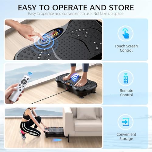 GMCXAX Vibration Plate Exercise Machine, Lymphatic Drainage Machine for Weight Loss, Lymphatic Drainage & Muscle Recovery, Multiple Speeds with Bluetooth & Remote, Max User Weight 330lbs, PureBlack - Image 5