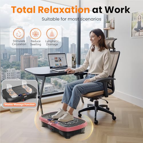 AXV Vibration Plate Fitness Platform Exercise Machine Vibrating Shaking Full Body Shaker Workout Vibrate Stand Shake Board Sport for Weight Loss Fat Burner for Gym Home Office - Image 7