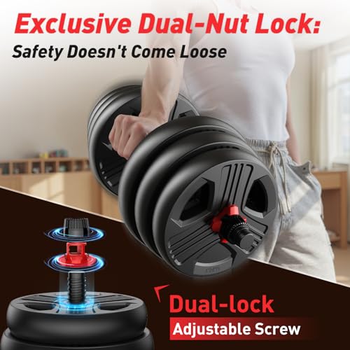 FDS1 Adjustable dumbbell set, 45lbs Free Weights set with upgraded nut, 5 in 1 Weight Set Used as Kettlebells, Barbell, Push up Stand, Fitness Exercise for Home Gym Suitable Men/Women - Image 4