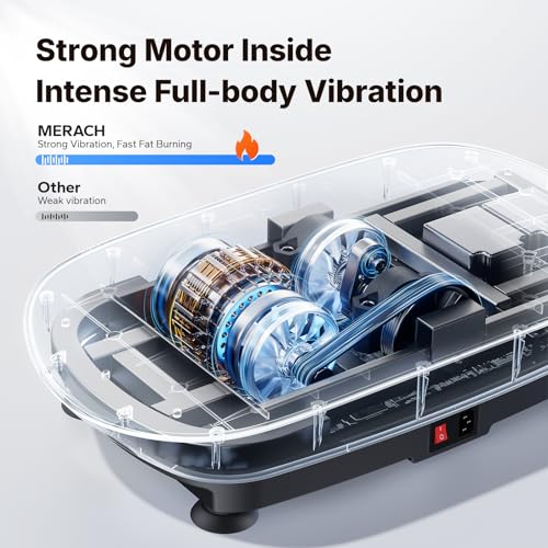 MERACH Vibration Plate Exercise Machine, Curved Vibration Plate for Lymphatic Drainage Weight Loss, Vibrating Plate with Real-Time Calorie Tracking on LED Display, Workout Equipment for Home Women Men - Image 7