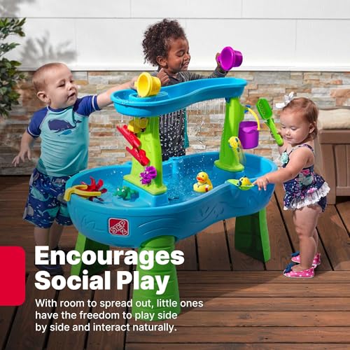 Step2 Rain Showers Splash Pond Water Table, Kids Water and Sand Activity Sensory Playset, Summer Outdoor Toys, 13 Piece Water Toy Accessories, For Toddlers 1.5+ Years Old, Blue & Green - Image 6