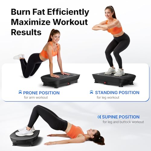 MERACH Vibration Plate Exercise Machine, Curved Vibration Plate for Lymphatic Drainage Weight Loss, Vibrating Plate with Real-Time Calorie Tracking on LED Display, Workout Equipment for Home Women Men - Image 5