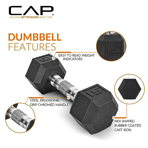 CAP Barbell 150 lb Rubber Coated Hex Dumbbell Set with Vertical Rack, Space-Saving A-Frame Storage for Home Gym Strength Training, Chrome Handle, Black Rack - Image 4