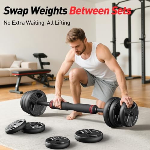 FDS1 Adjustable dumbbell set, 45lbs Free Weights set with upgraded nut, 5 in 1 Weight Set Used as Kettlebells, Barbell, Push up Stand, Fitness Exercise for Home Gym Suitable Men/Women - Image 6