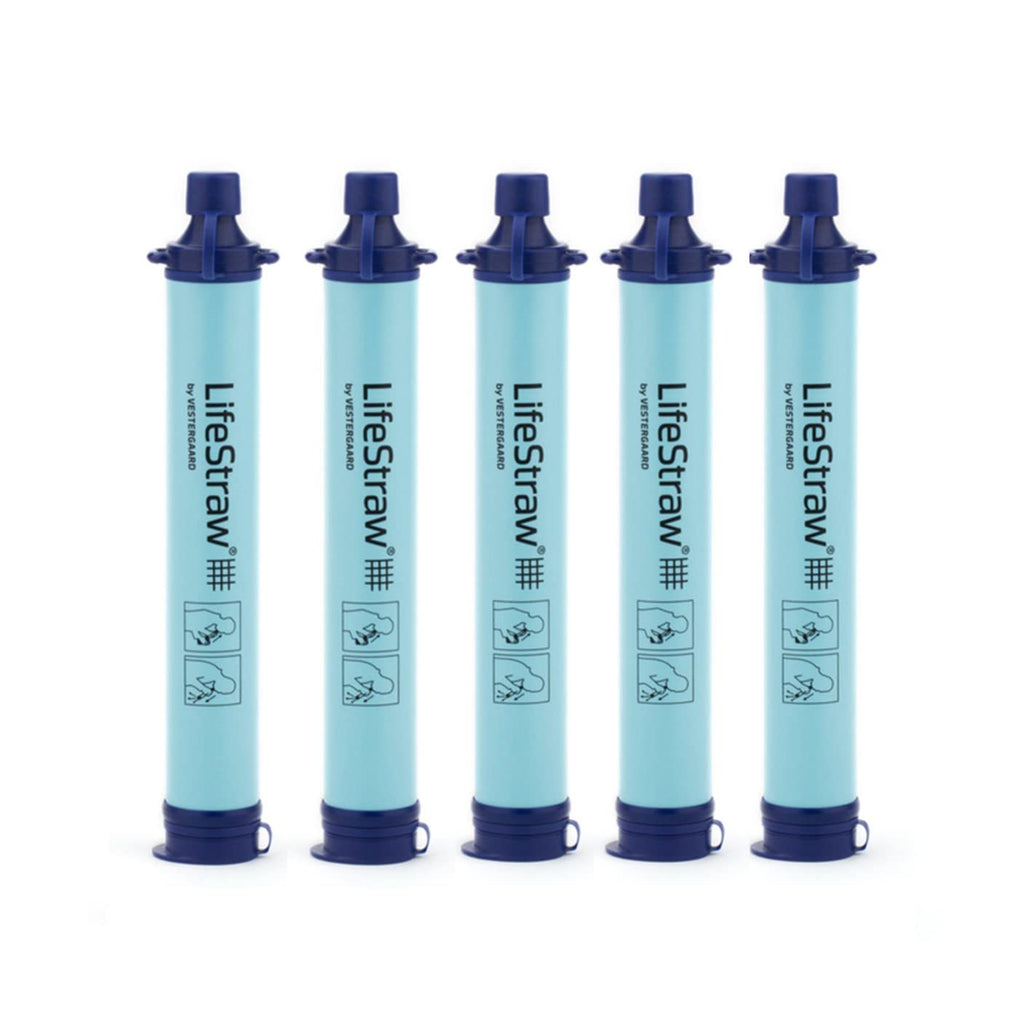 LifeStraw Personal Water Filter for Hiking, Camping, Travel, and Emergency Preparedness, 5 Pack, Blue - Image 1