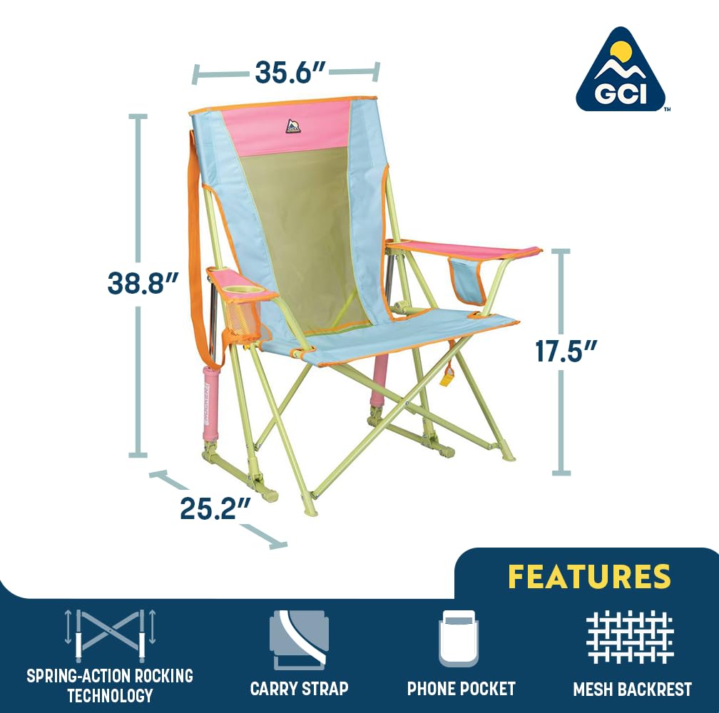 GCI Outdoor Comfort Pro Rocker Camping Chair | Portable Folding Rocking Chair with Durable Armrests & Drink Holder — Sweet Tea - Image 8
