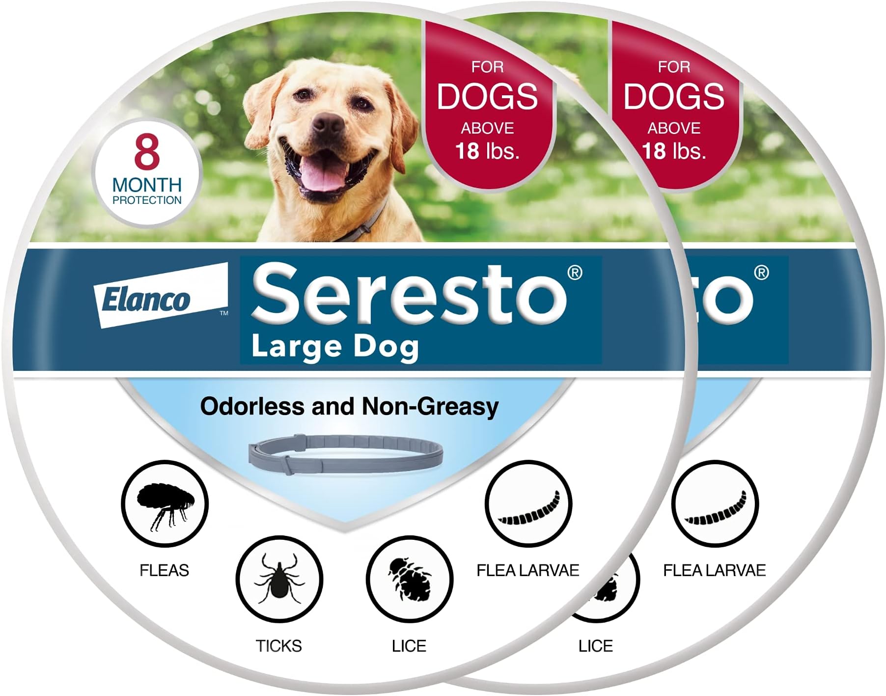 Seresto Large Dog Vet-Recommended Flea & Tick Treatment & Prevention Collar for Dogs Over 18 lbs. | 2-Pack - Image 1