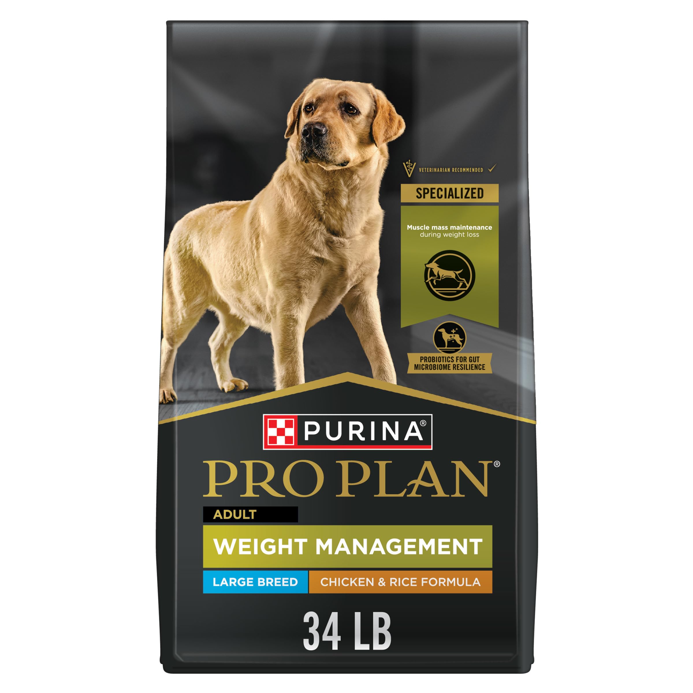 Purina Pro Plan Large Breed Weight Management Dry Dog Food, Chicken and Rice Formula - 34 lb. Bag - Image 1
