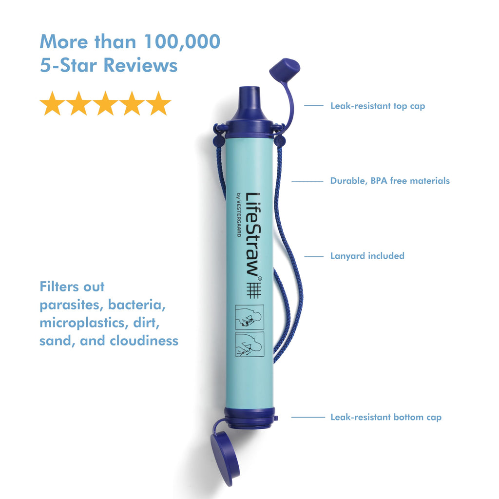 LifeStraw Personal Water Filter for Hiking, Camping, Travel, and Emergency Preparedness, 5 Pack, Blue - Image 6