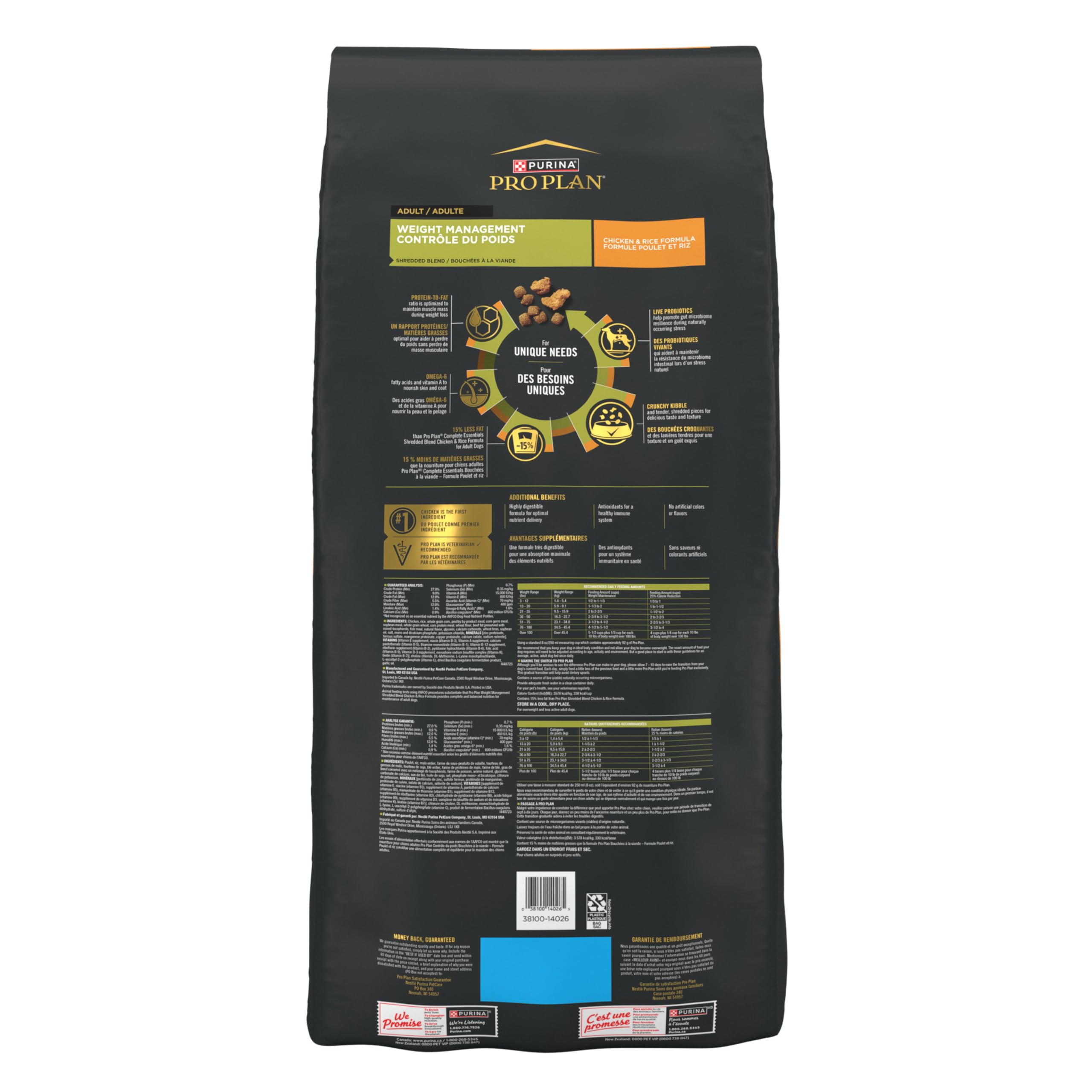 Purina Pro Plan Weight Management Dog Food Dry, Shredded Blend Chicken and Rice Formula - 34 lb. Bag - Image 8