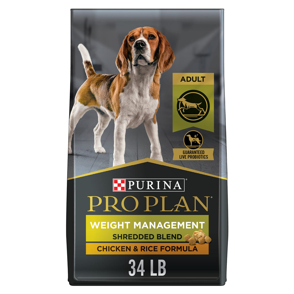 Purina Pro Plan Weight Management Dog Food Dry, Shredded Blend Chicken and Rice Formula - 34 lb. Bag - Image 1
