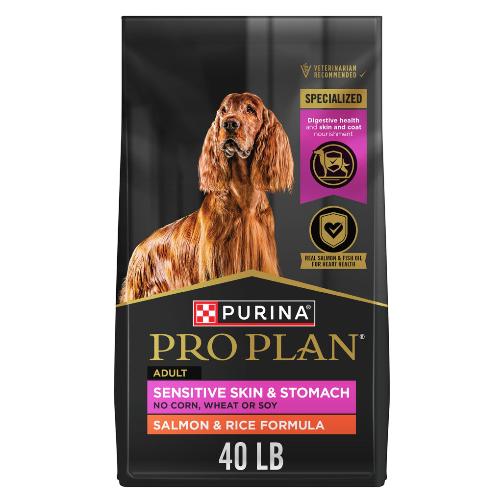 Purina Pro Plan Sensitive Skin and Stomach Dog Food Dry, Adult Salmon & Rice Formula, Digestive Health - 40 lb. Bag - Image 1