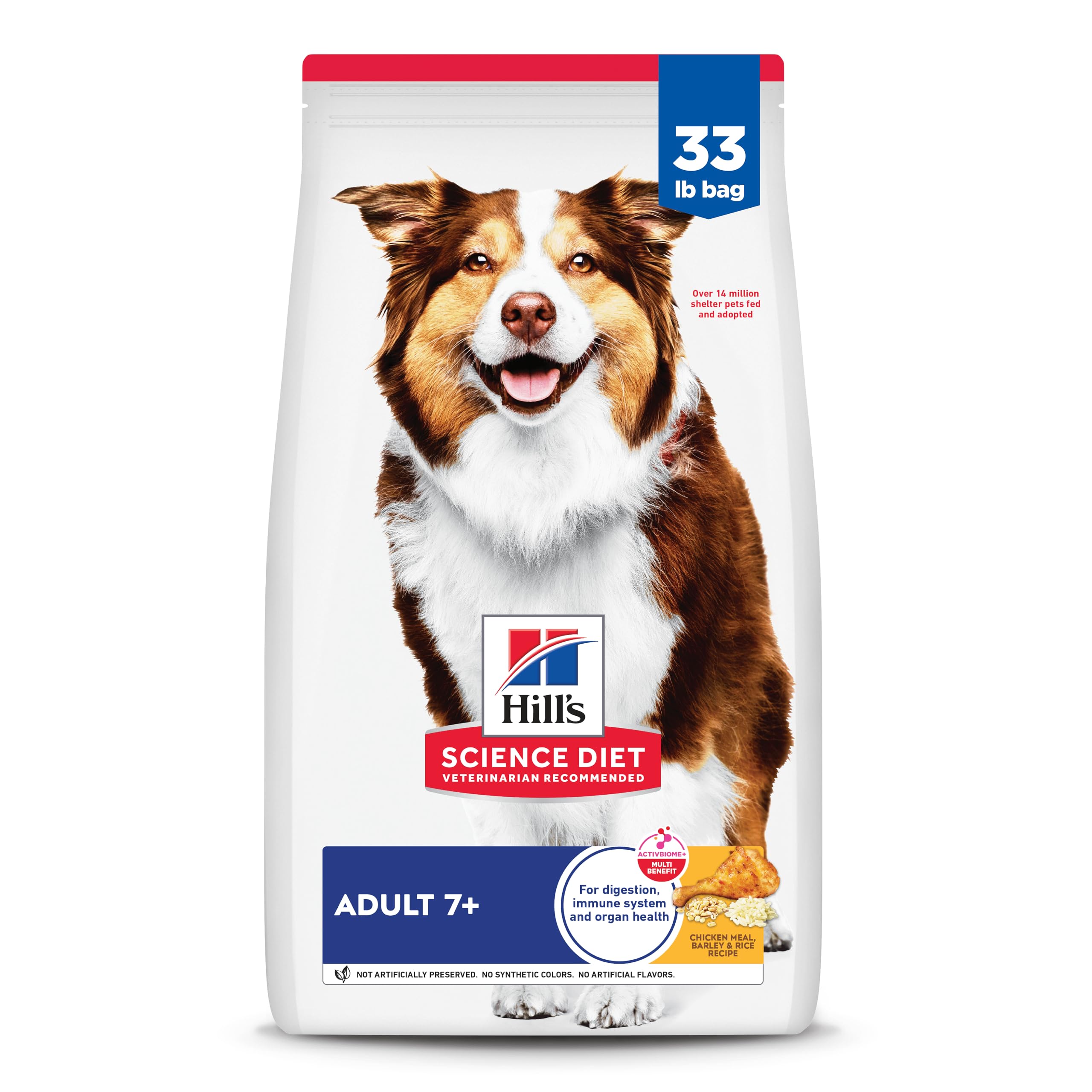 Hill's Science Diet Adult 7+ Dry Dog Food, Chicken Meal, Barley, & Rice, 33 lb. Bag - Image 1