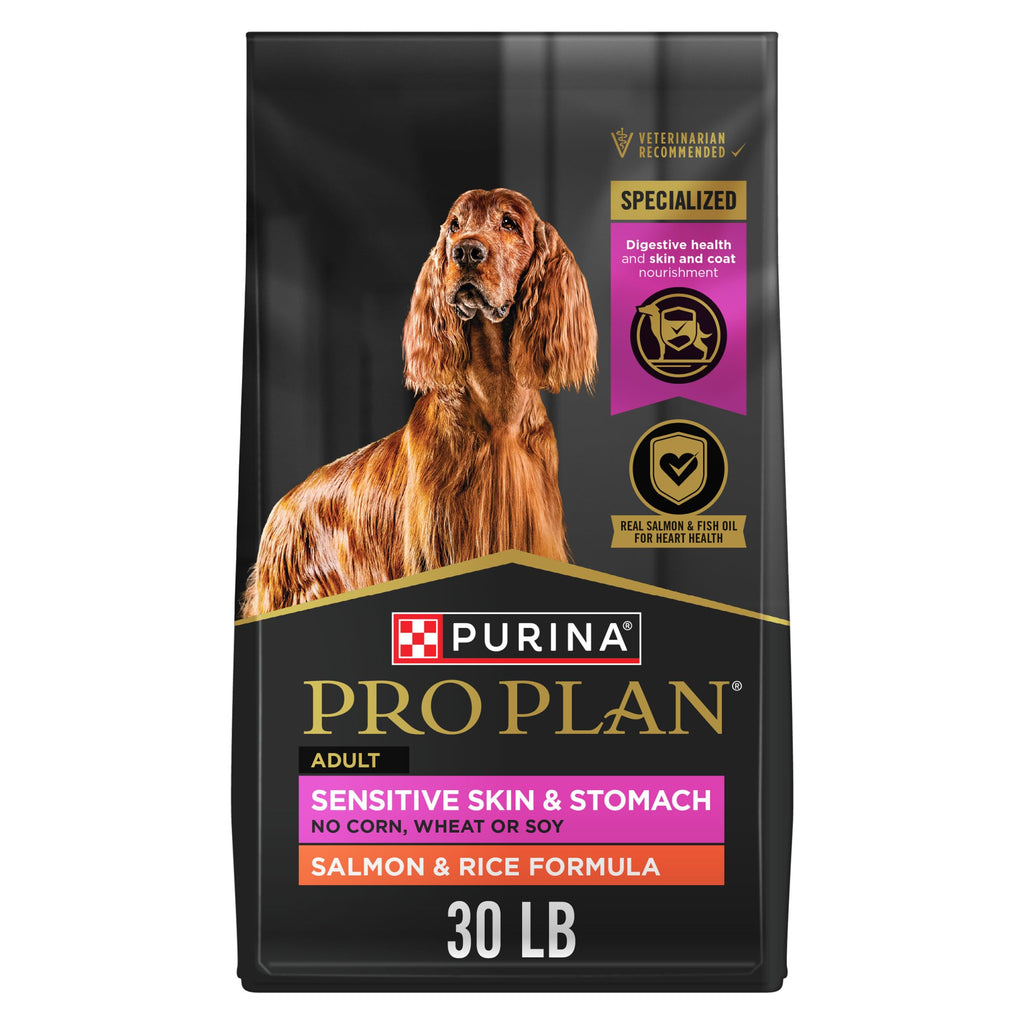 Purina Pro Plan Sensitive Skin and Stomach Dog Food Dry, Adult Salmon & Rice Formula, Digestive Health - 30 lb. Bag - Image 1