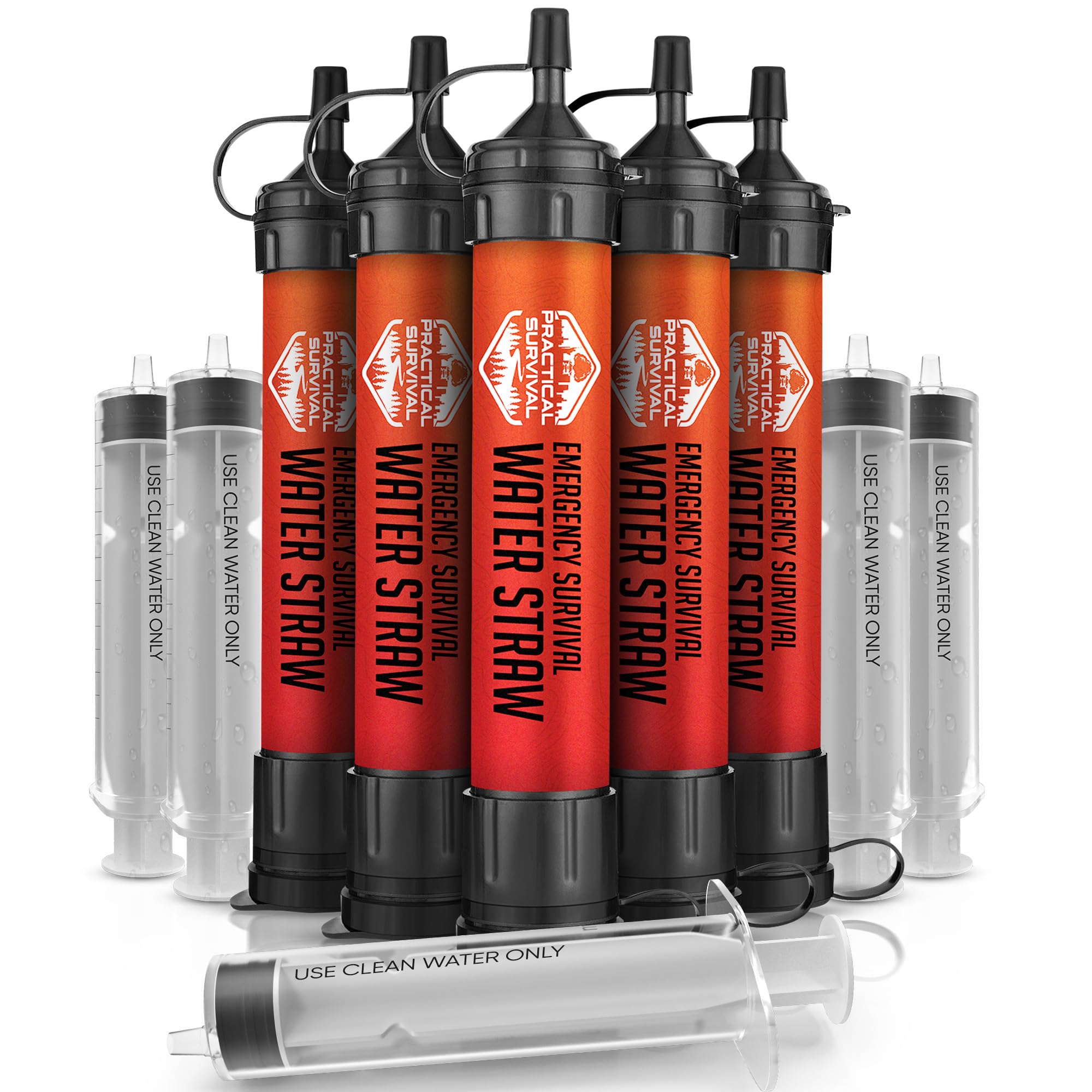 5 High-Capacity Emergency Water Straws – Lightweight, Reusable, 1800-gallon Filters for Camping, Hiking, Travel, Biking, Survival, and Emergency Preparedness - No Expiration Date - Practical Survival - Image 1