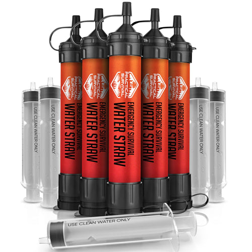 5 High-Capacity Emergency Water Straws – Lightweight, Reusable, 1800-gallon Filters for Camping, Hiking, Travel, Biking, Survival, and Emergency Preparedness - No Expiration Date - Practical Survival - Image 1