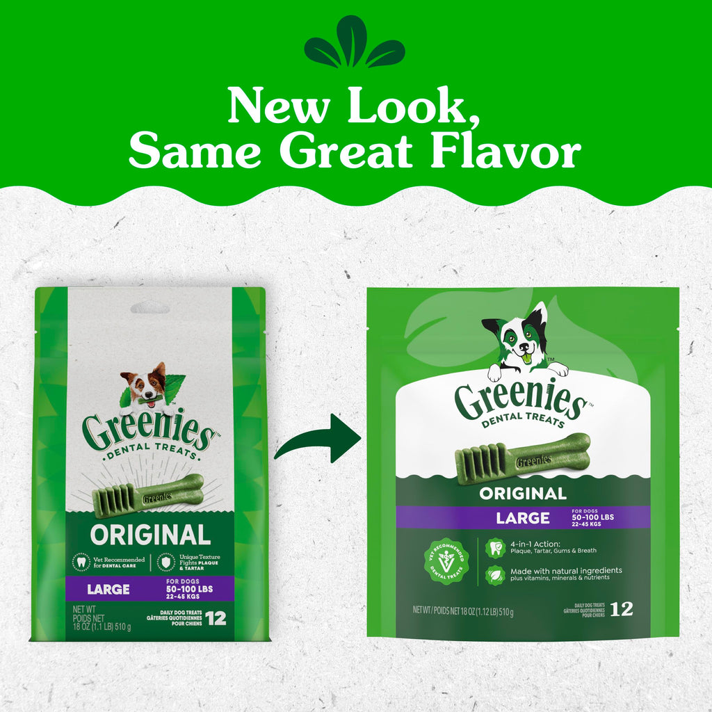 Greenies Veterinarian-Recommended Adult Natural Dental Dog Treats Large Size, Original Flavor, (4) 12 ct Packs (48 Treats Total) - Image 8