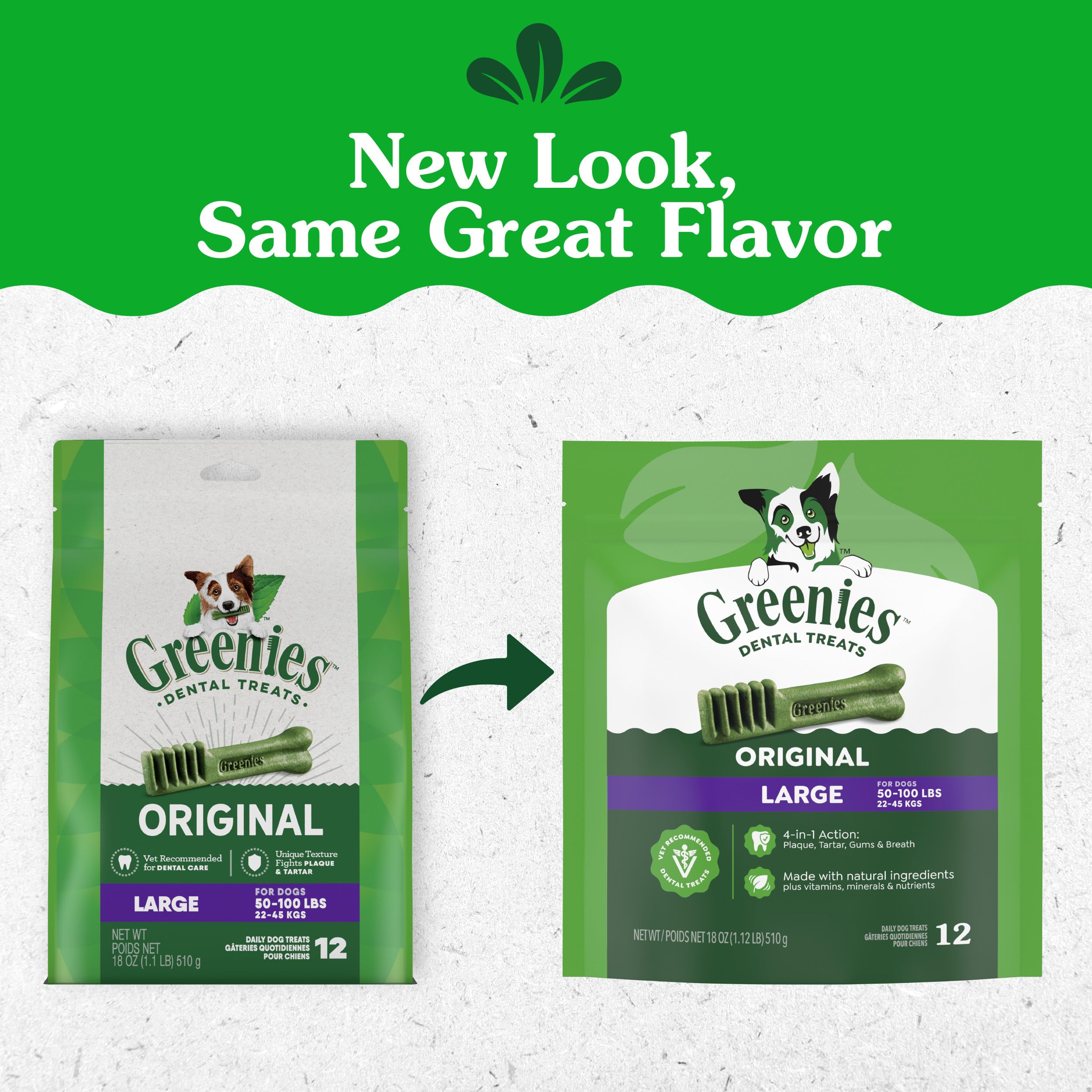 Greenies Veterinarian-Recommended Adult Natural Dental Dog Treats Large Size, Original Flavor, (4) 12 ct Packs (48 Treats Total) - Image 8
